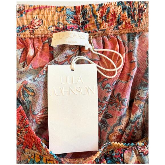 NWT Ulla Johnson Skirt Midi Long Orange Red Floral Ursa Paisley 100% Silk Sz 10 - Picture 7 of 10